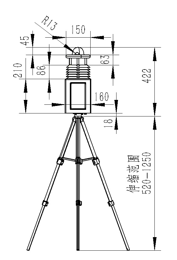 一体化气象监测设备产品尺寸图